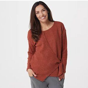 ANYBODY Faux Wrap Side Tie Fleece Shirt XS